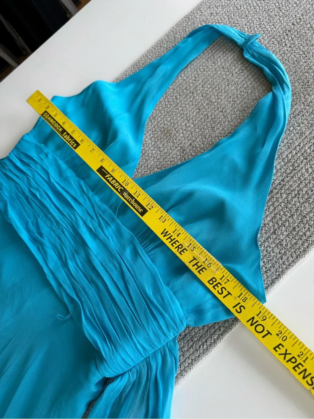 Maggy London Turquoise Silk Halter V-Neck Midi Dress Sz 14